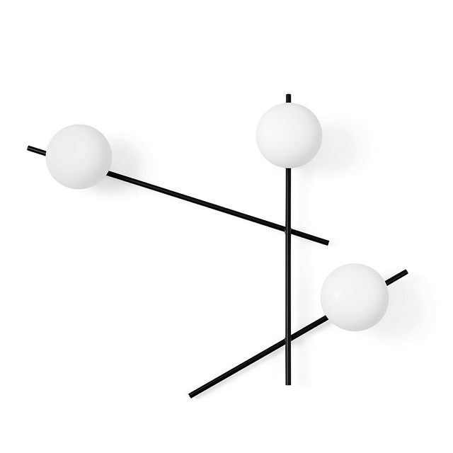 Miloox 1744.176 Настенный светильник с черным каркасом из опалового стекла MIKADO. - Вид №1