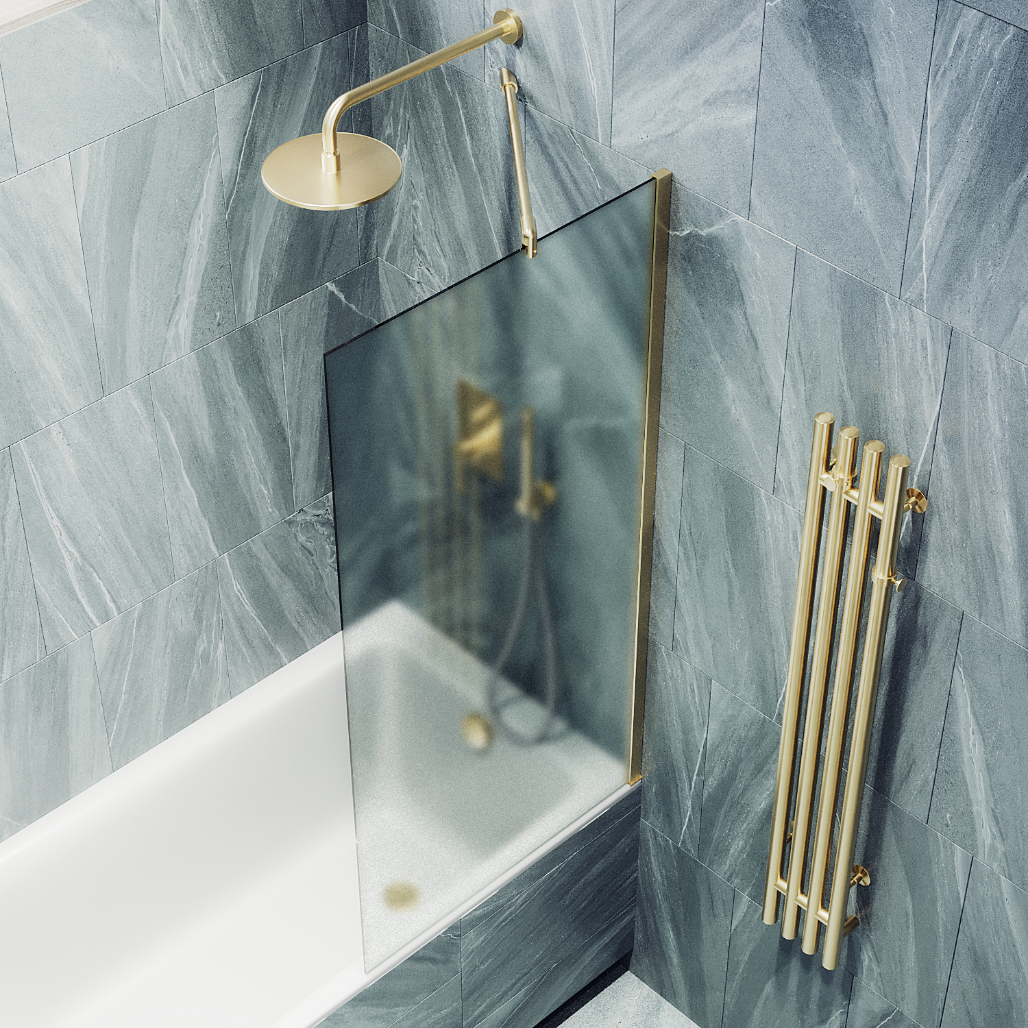 Шторка для ванны в широком профиле ST-95-3ш Public Steel