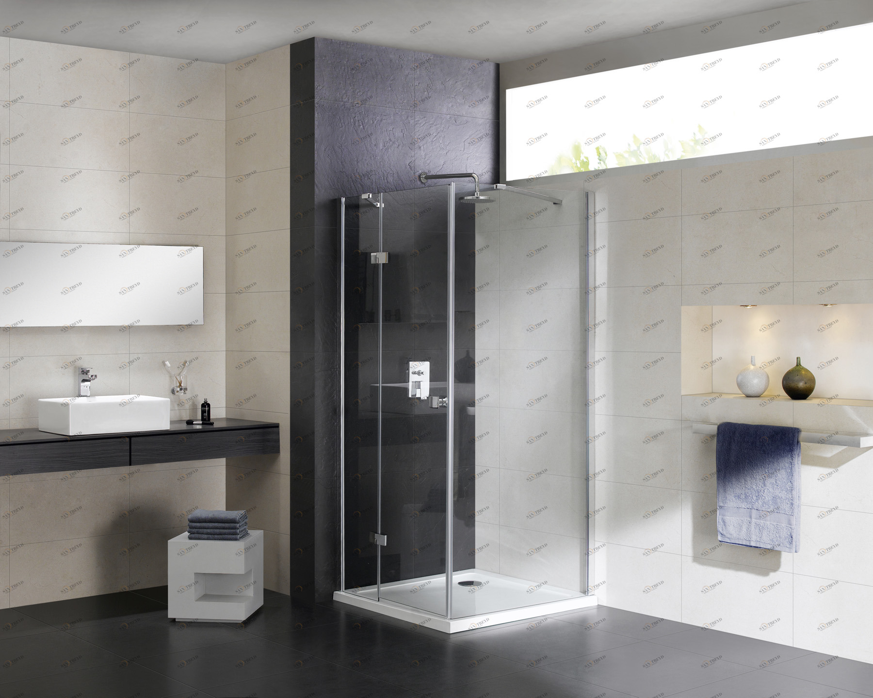 Душевой уголок CEZARES CRYSTAL-S-AH-1-90/80-C-Cr-R