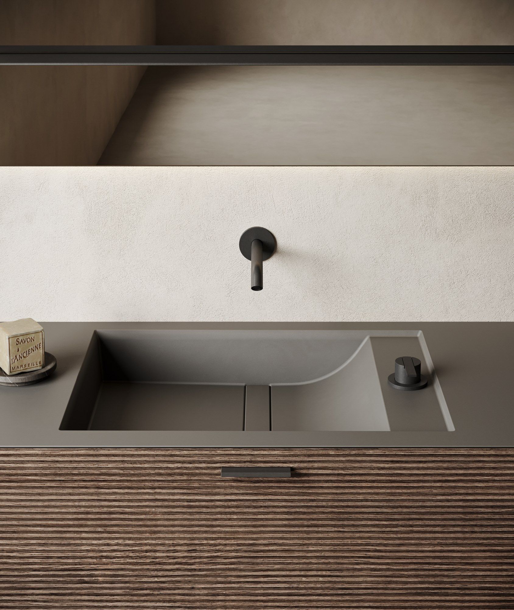 Деревянный подвесной двойной умывальник с ящиками Inbani решетки ARCH-00123408 - Вид №2