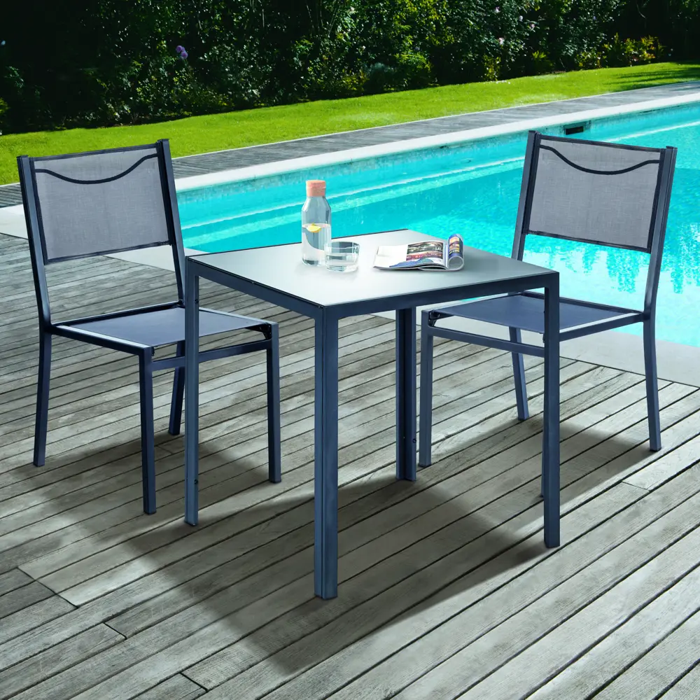Стол садовый 70x70 см, сталь/стекло, цвет серебристый Santreyd STLM-2170404 - Вид №6