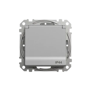 Розетка встраиваемая влагозащищенная Systeme Electric Sedna Design с крышкой IP44, цвет алюминий 84794305 STLM-2205704