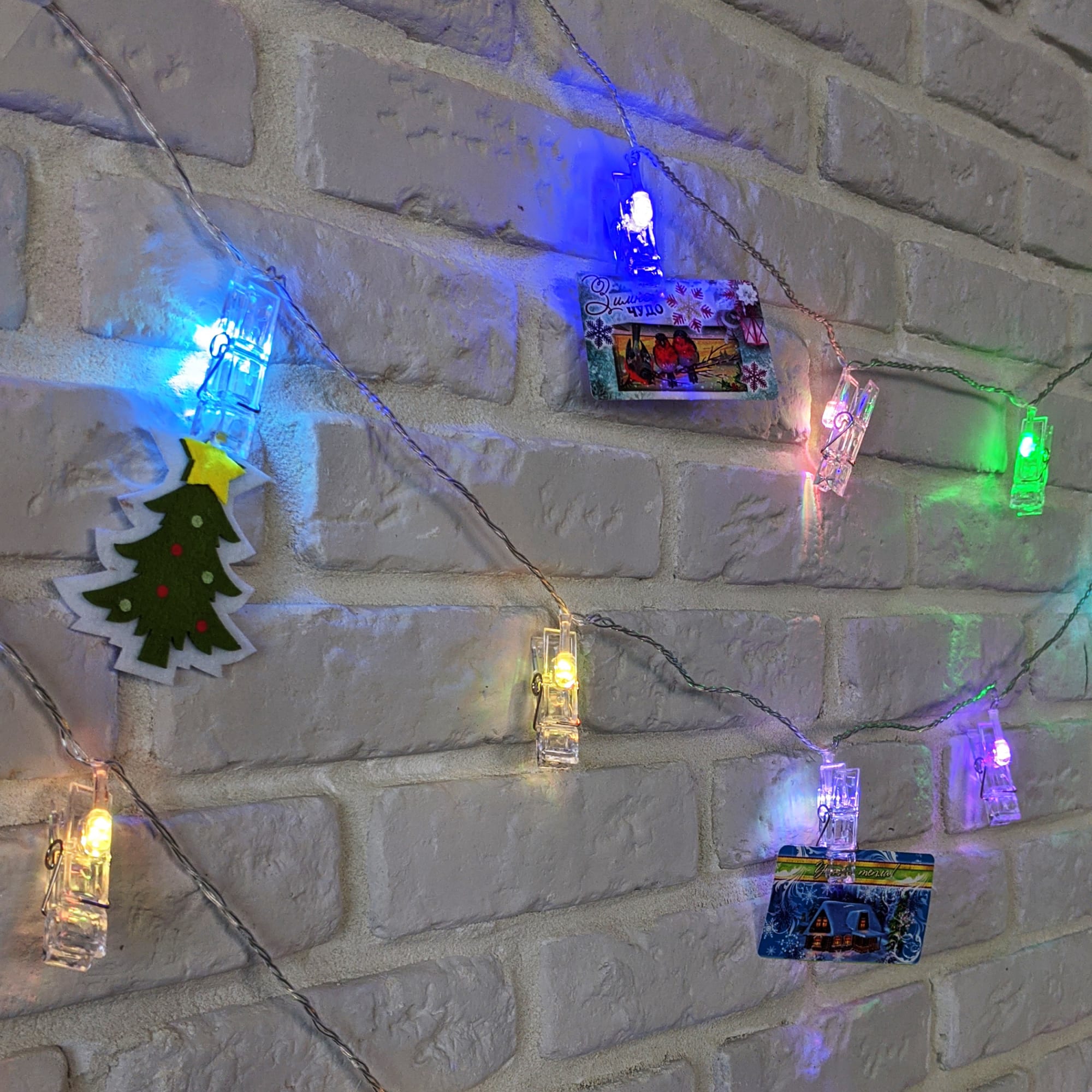 82839198 Электрогирлянда комнатная нить «Прищепки» 5.5 м 20 LED мультисвет Santreyd  - Вид №1