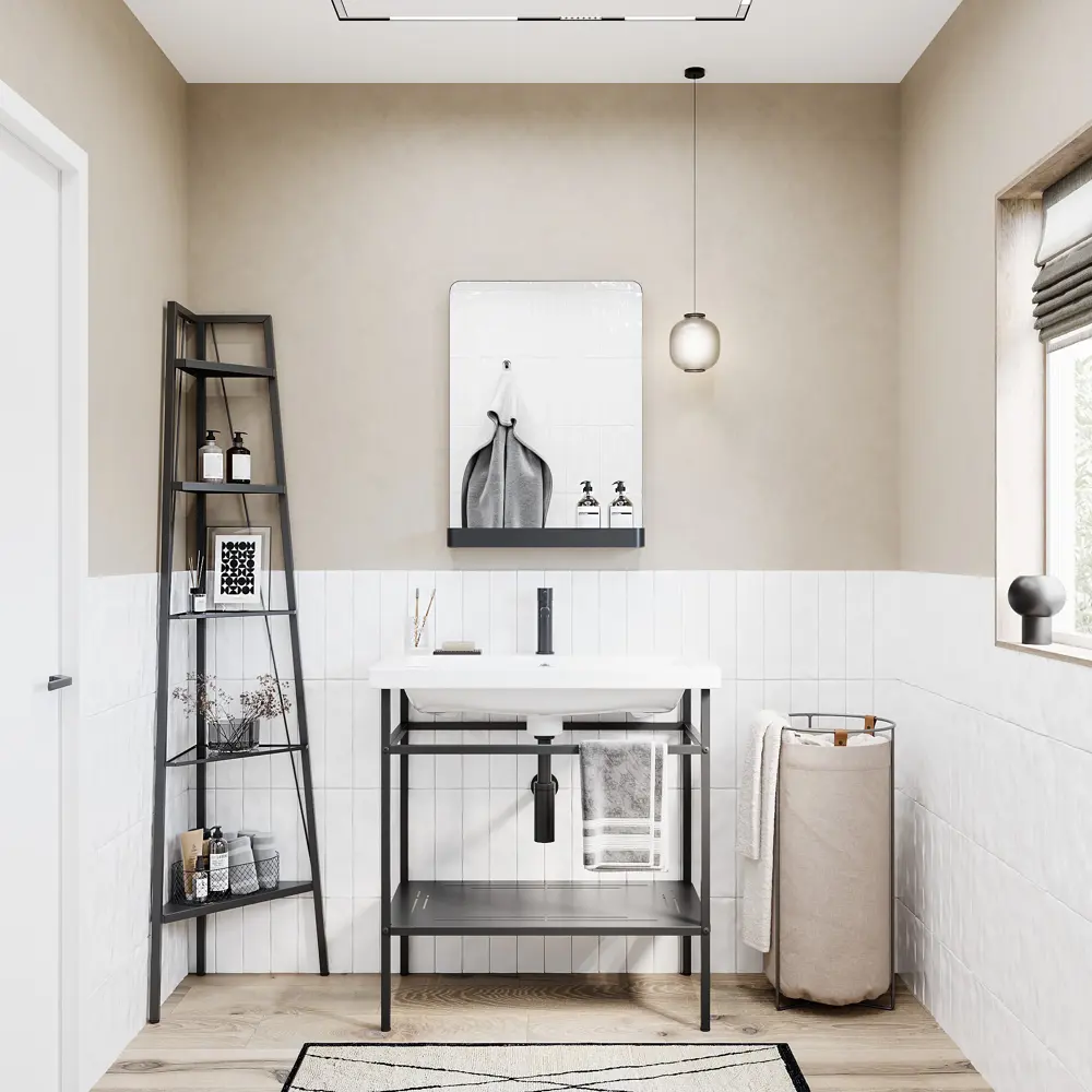 Опора для раковины Konsensa Бруклин 80 75.5x81 см цвет черный с раковиной Cersanit Como  80 см STLM-2001512 - Вид №2