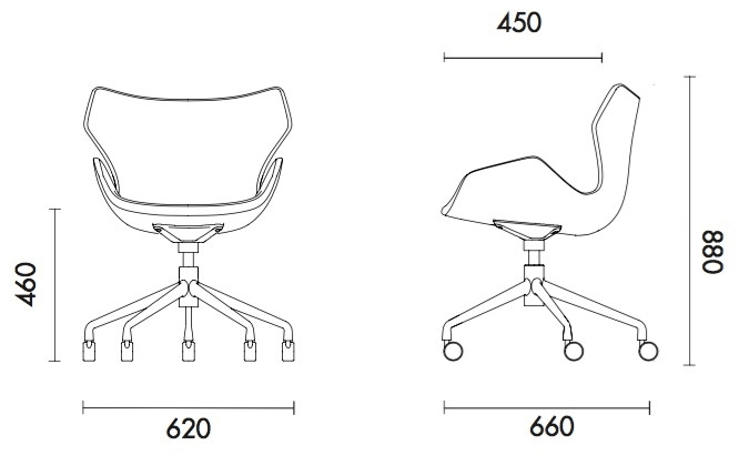 Grado Design Поворотный офисный стул из ткани с подлокотниками Wings Win-ch-04 - Вид №2