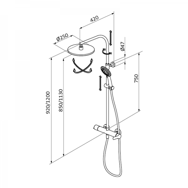40499400TL BASIC Смеситель для душа с колонкой Хром GRB MIXERS TENDER - Вид №1