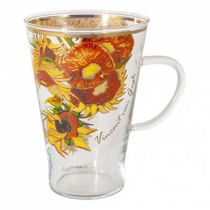 Кружка стеклянная 0,4 л красно-желтая "Подсолнухи. В. Ван Гог" CARMANI В. ВАН ГОГ 00-3946527 Желтый;красный;прозрачный