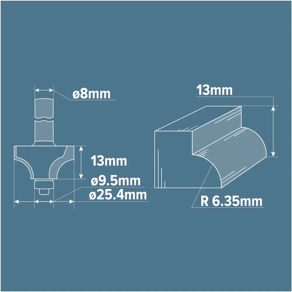 Фреза кромочная калевочная Brigadier, D25.4х13 мм STLM-2058877 - Вид №3