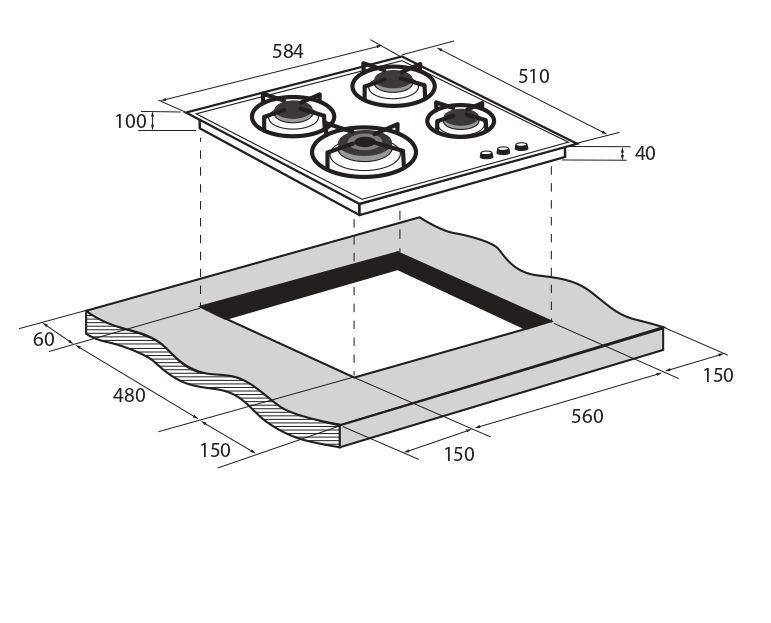 9175445 Газовая варочная поверхность ZUGEL ZGH603W STDN-0062244 - Вид №29