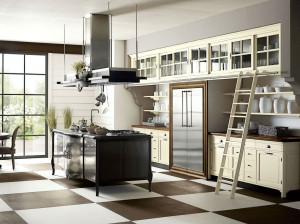 Лакированная оборудованная кухня с островом