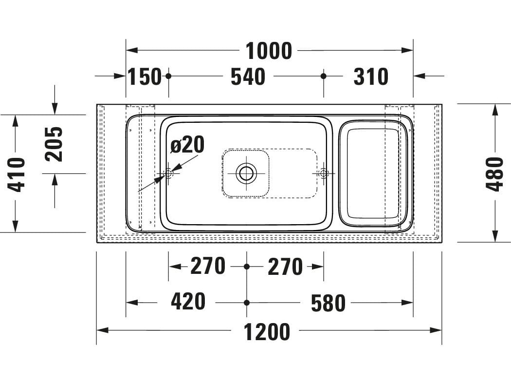 Керамическая и мраморная прямоугольная подвесная раковина с столешницей Duravit Qatego ARCH-00093679 - Вид №12