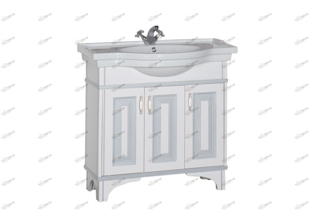 Тумба под раковину Aquanet Валенса 90 белый краколет/серебро sun-id-271686