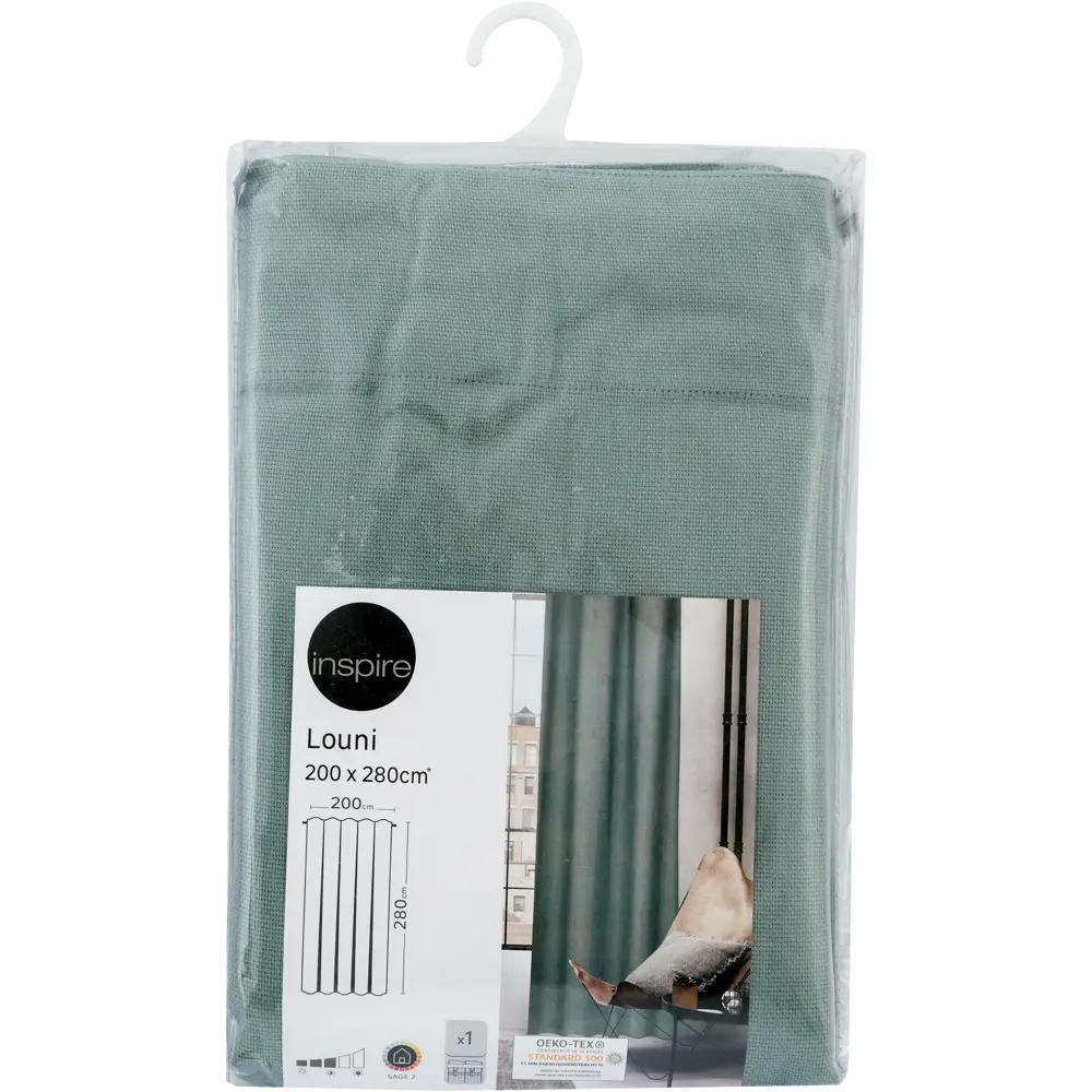 Штора на ленте Inspire Louni 200x280 см цвет серо-зелёный Sage 2 82489441 STLM-2034705  - Вид №4