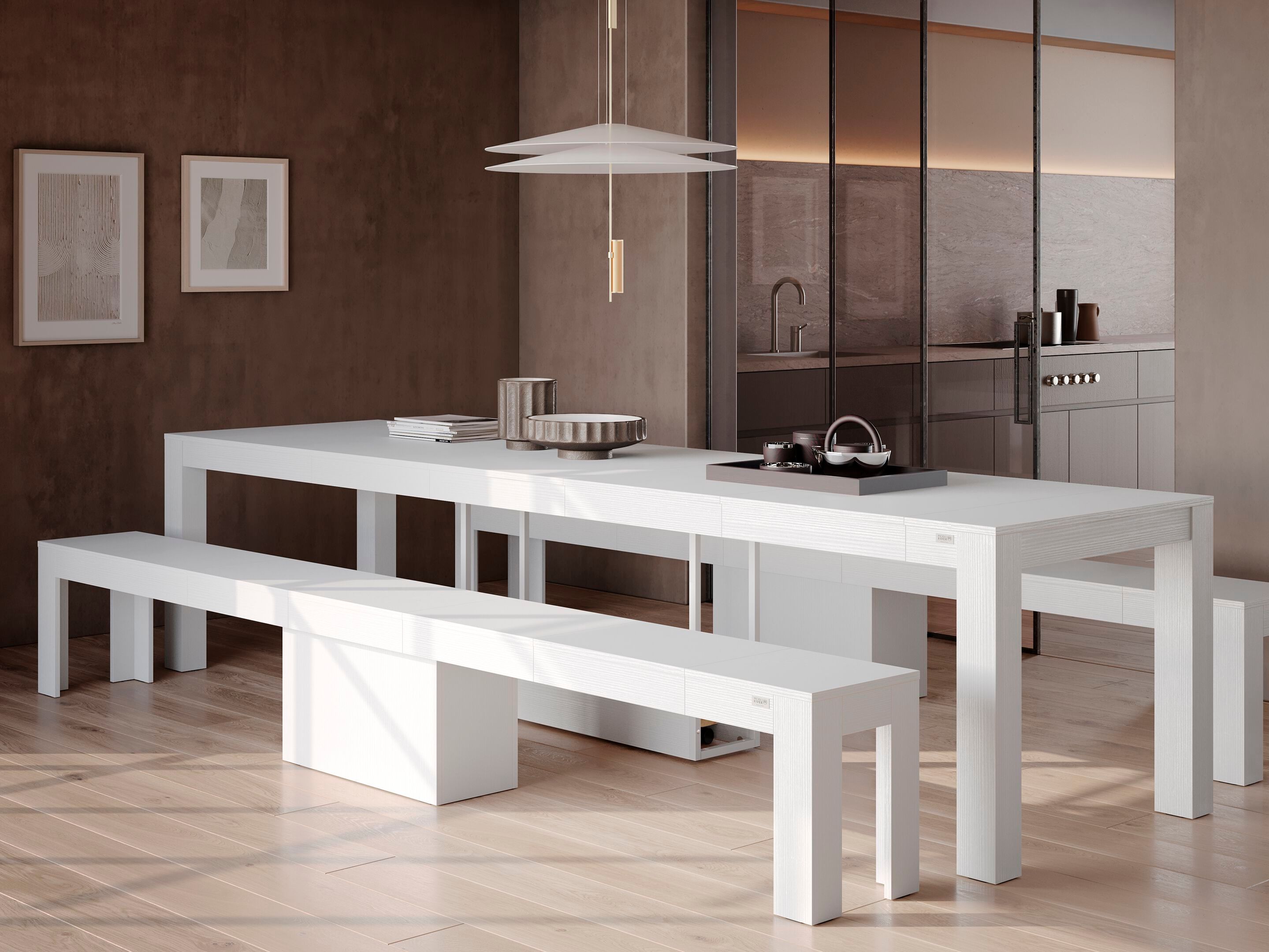 Прямоугольная выдвижная консоль из белого ясеня Mobili Fiver Rachele ARCH-00125694 - Вид №4