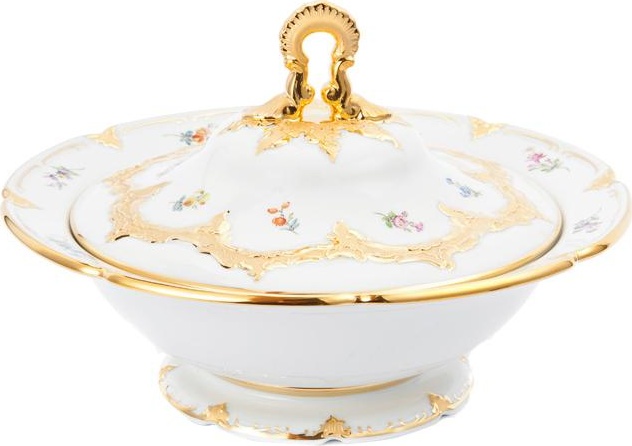 73381 Meissen Блюдо для горячего с крышкой 1,2л "Форма - Б" (россыпь цветов) Фарфор, Керамика 