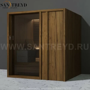 Effegibi YOKU.D80 SA.70200007 Сауна с правой дверью. Мощность: 8 кВт макс. Размеры: длина 202 см, ширина 180 см. Отделка: чёрный орех