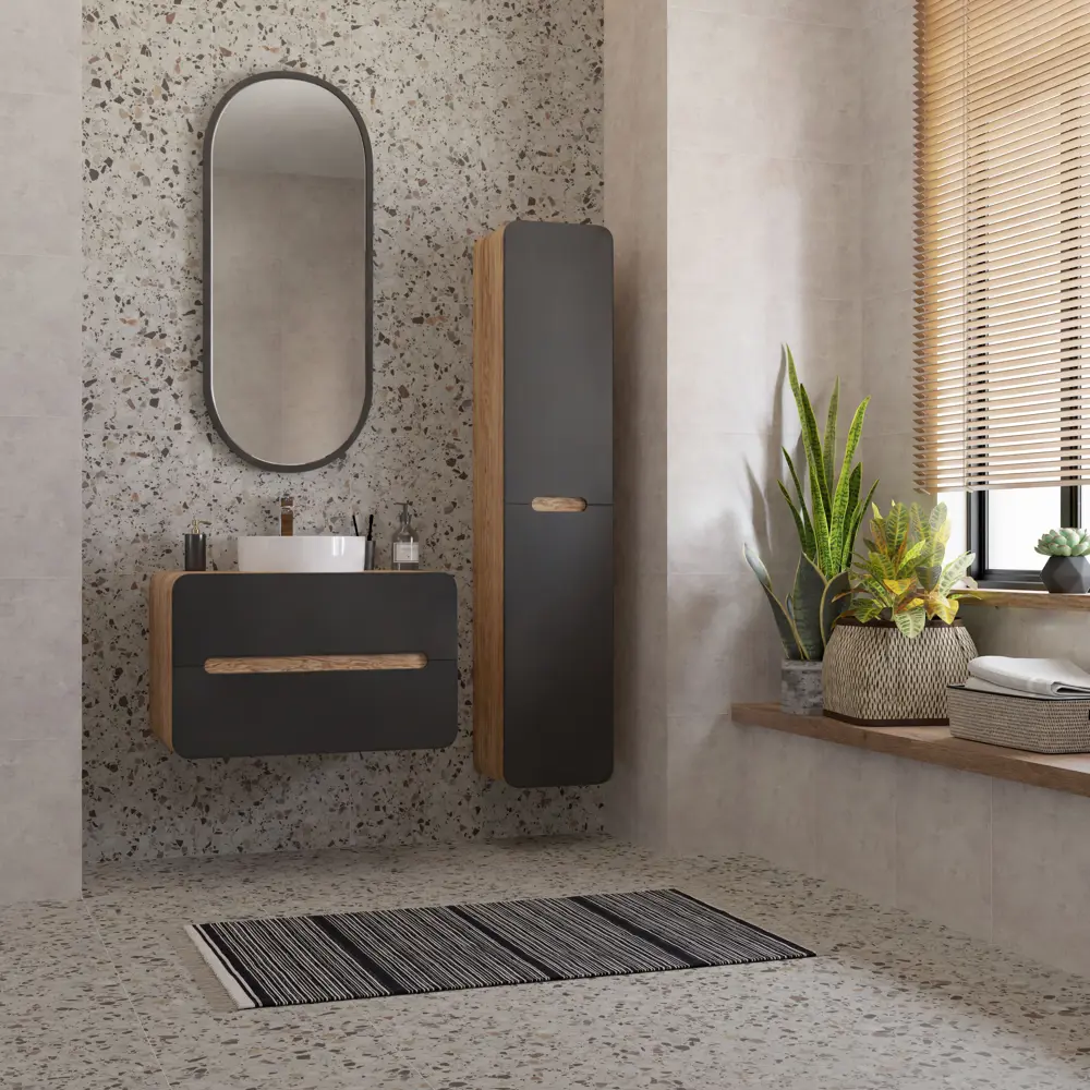 Пенал для ванной Окинава 35x170 см цвет графит/дерево Santreyd STLM-2207831 - Вид №5