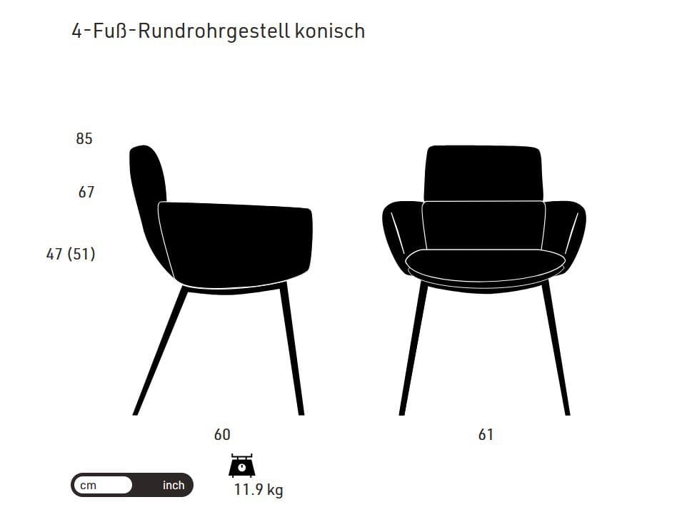 Мягкий стул с подлокотниками и основанием с 4 ножками KFF Faye ARCH-00120146 - Вид №13