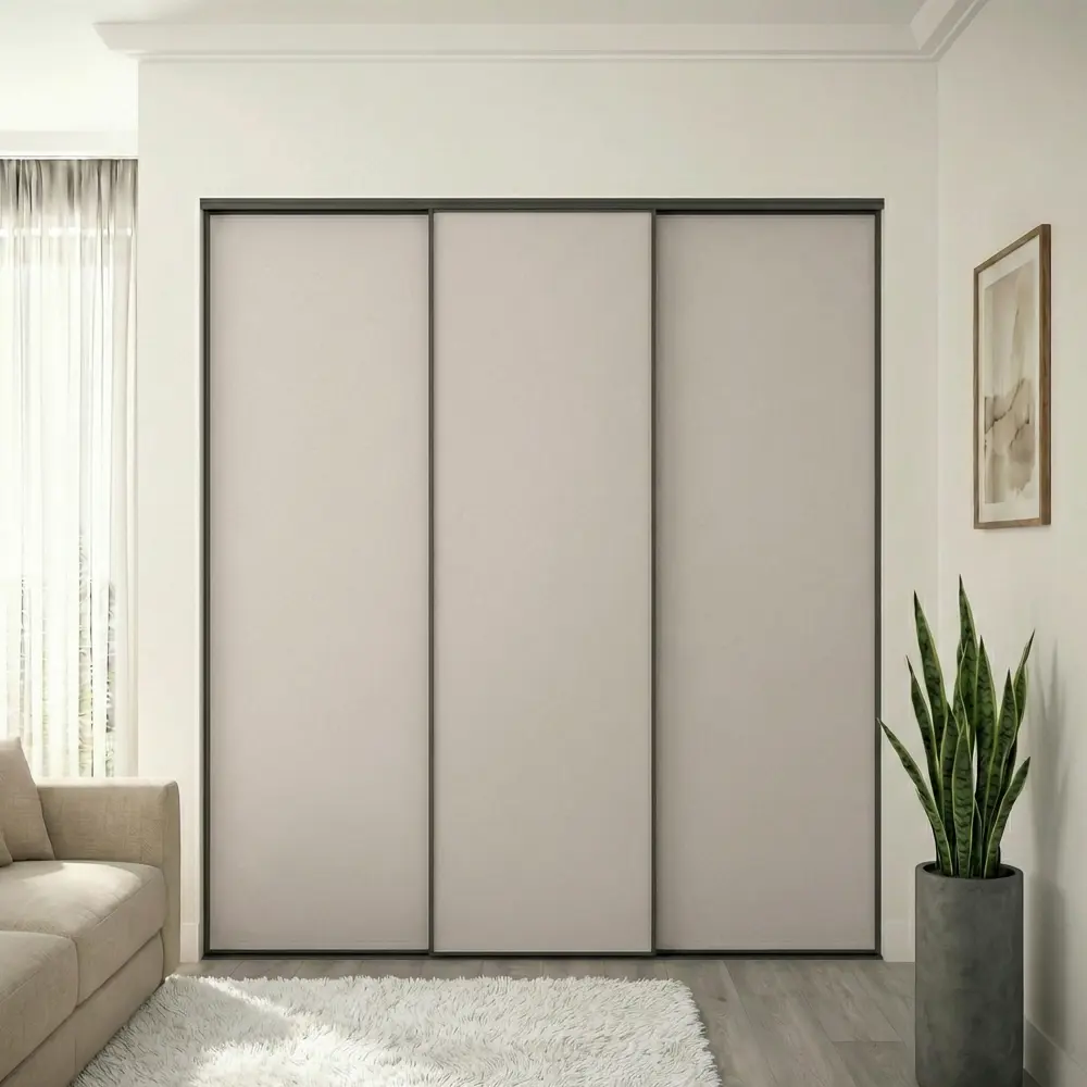 Дверь-купе KONSENSA 255.5x70.4 см МДФ цвет кашемир профиль черный узкий STLM-2054225 - Вид №12