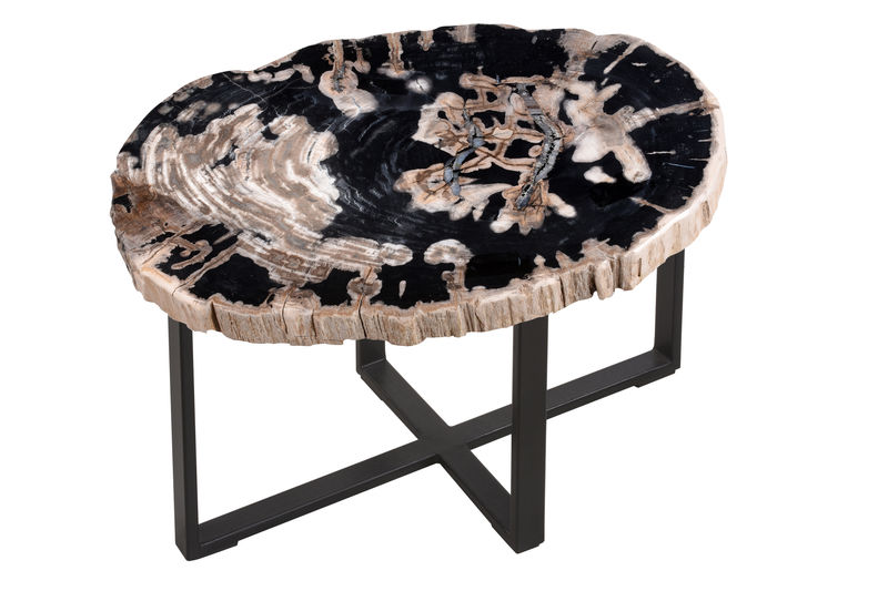 FUBR015 Приставной столик из окаменелого дерева ijlbrown 