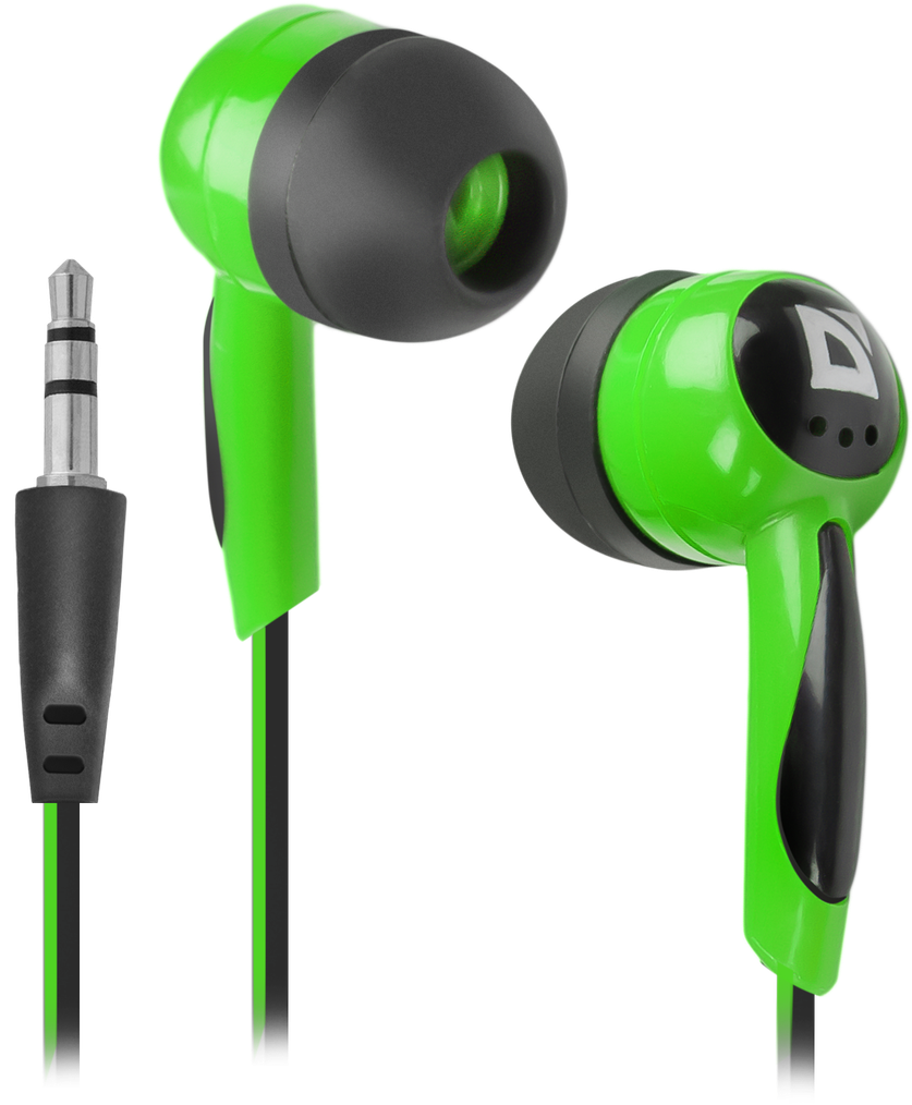 63607 наушники вставки basic 604 черный + зеленый Defender Santreyd 