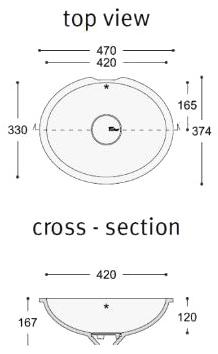 7310, 7320, 7330 Накладная раковина под столешницу  овальная Corian® Design  - Вид №6
