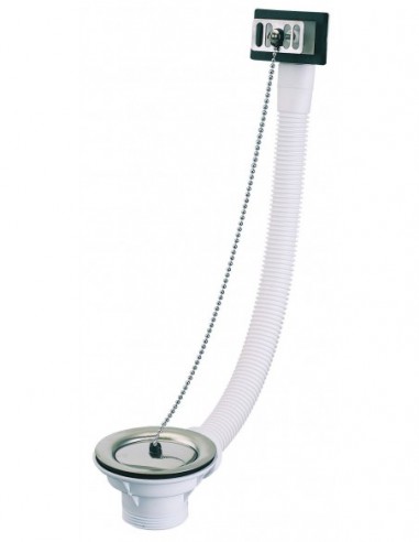 852600 000 00  Пробка для раковины с цепным ограничителем и переливом, Д. 60 мм, зажим 0/60 мм, NF, хромированная Valentin Сталь  - Вид №1