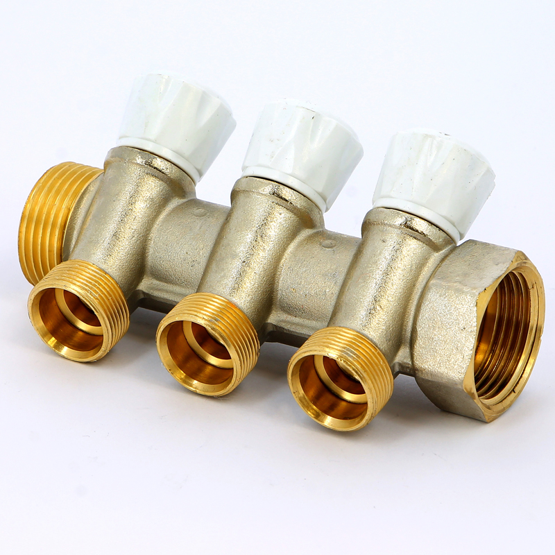 Коллектор НВ 1" с вентилями никелированный EMMETI 3 выхода М24х19 36мм 01307285 - Вид №1