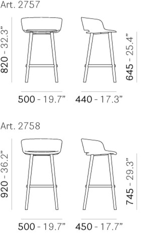 Pedrali Высокий пластиковый табурет в современном стиле с подлокотниками и подставкой для ног Babila sun-id-1429440 - Вид №1