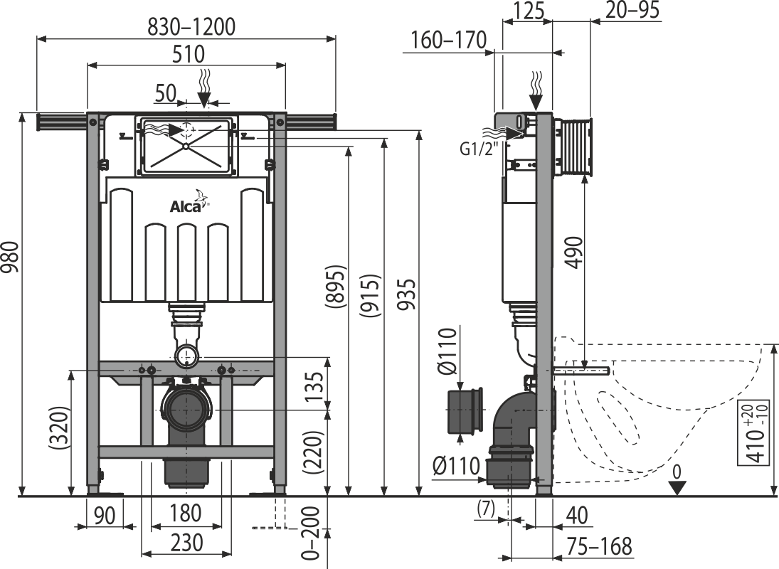 Скрытая система инсталляции для сухой установки (при реконструкции ванных комнат в панельных домах) ALCAPLAST AM1021000JÁDROMODUL - Вид №1