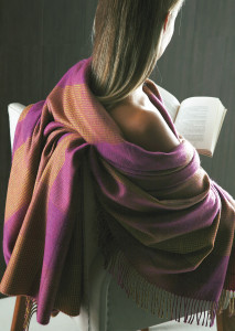 2NPL4_CY плед TARTAN CYCLAMEN 130/180 шерсть меринос Blanc des Vosges