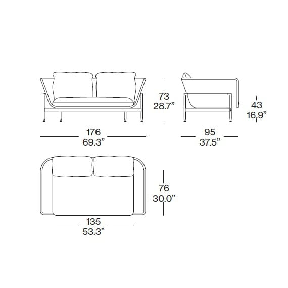 Ткань съемный садовый диван CASSINA Esosoft Outdoor ARCH-00061260 - Вид №5