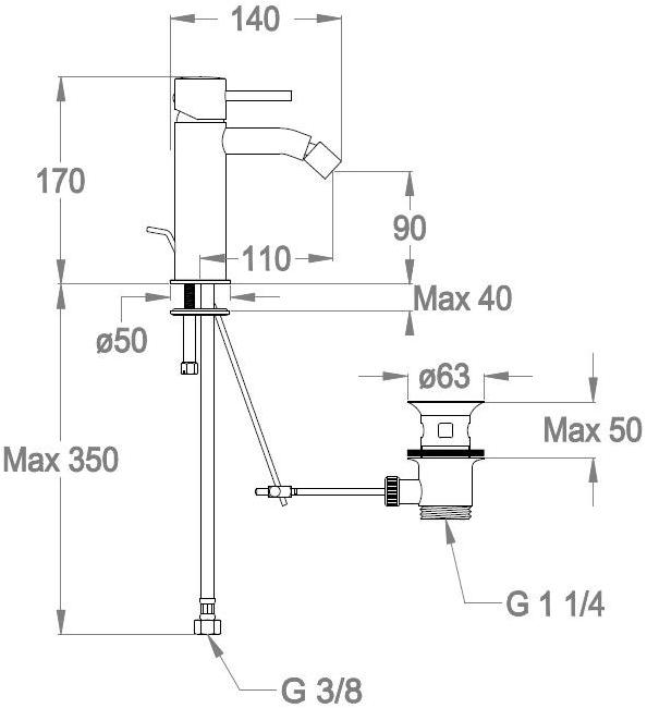 Fir Italia Смеситель для биде с регулируемым изливом Cleo 84 8421111 - Вид №1