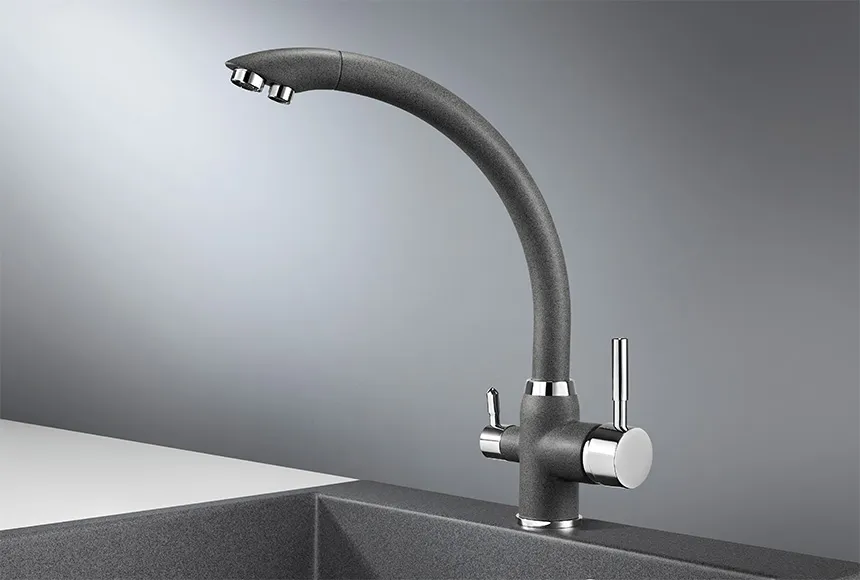 2167, ГРАФИТ (ЧЁРНО-СЕРЫЙ), СМЕСИТЕЛЬ КУХОННЫЙ GRANULA 2167-ST147