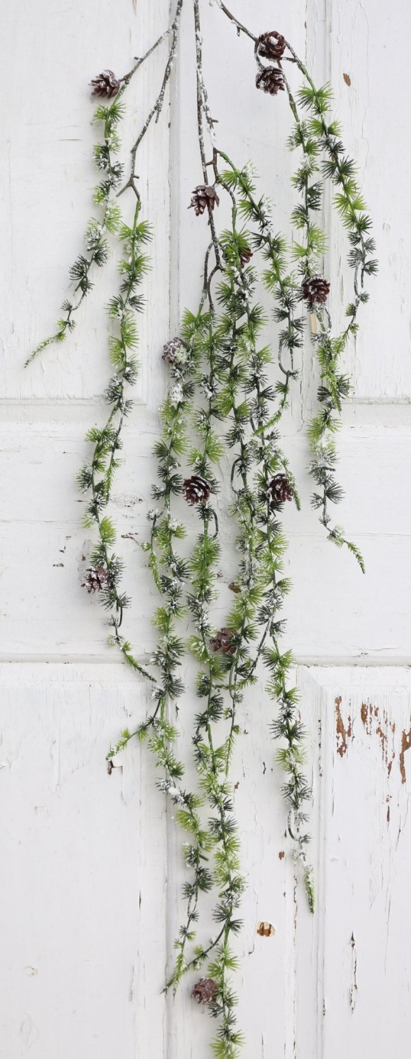 1092 807 a3 Искусственная свисающая лиственница со снегом, 100 см, зелено-белая H-andreas  - Вид №3