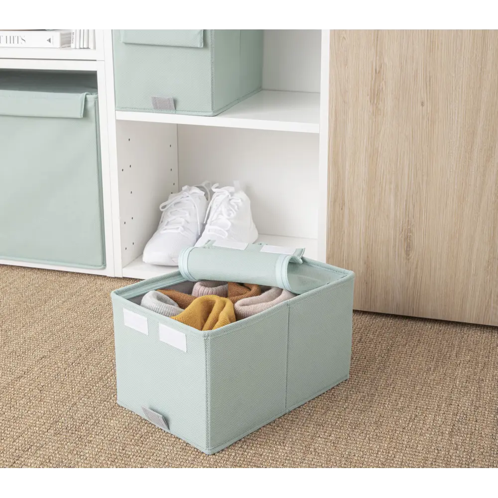 Короб с крышкой Spaceo Laguna 5, 180x165x280 мм, 8 л, нетканый, цвет зеленый Home STLM-2035185 - Вид №6