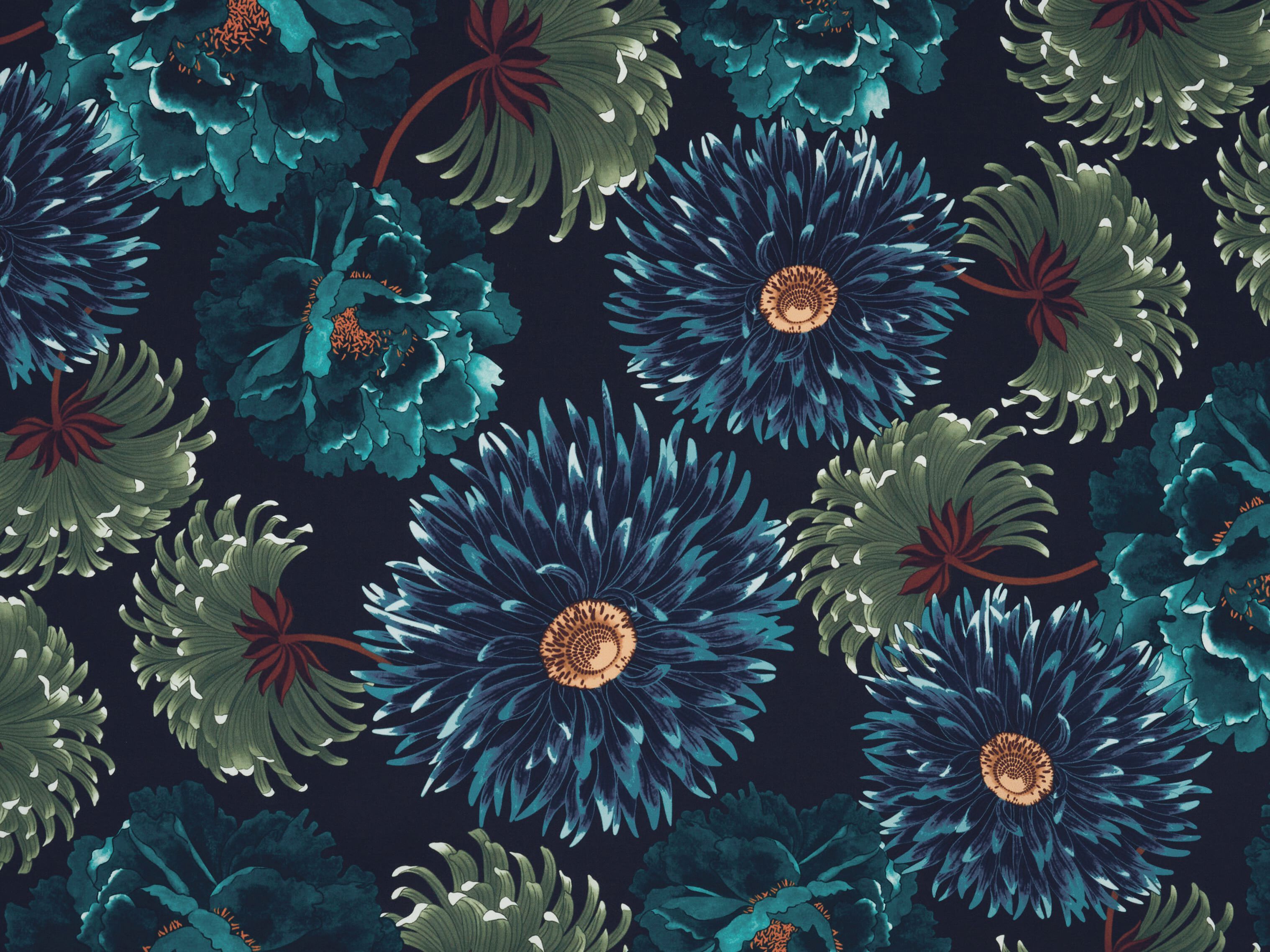 Ткань с цветочным рисунком K-3 Shogun Blue ARCH-00007363