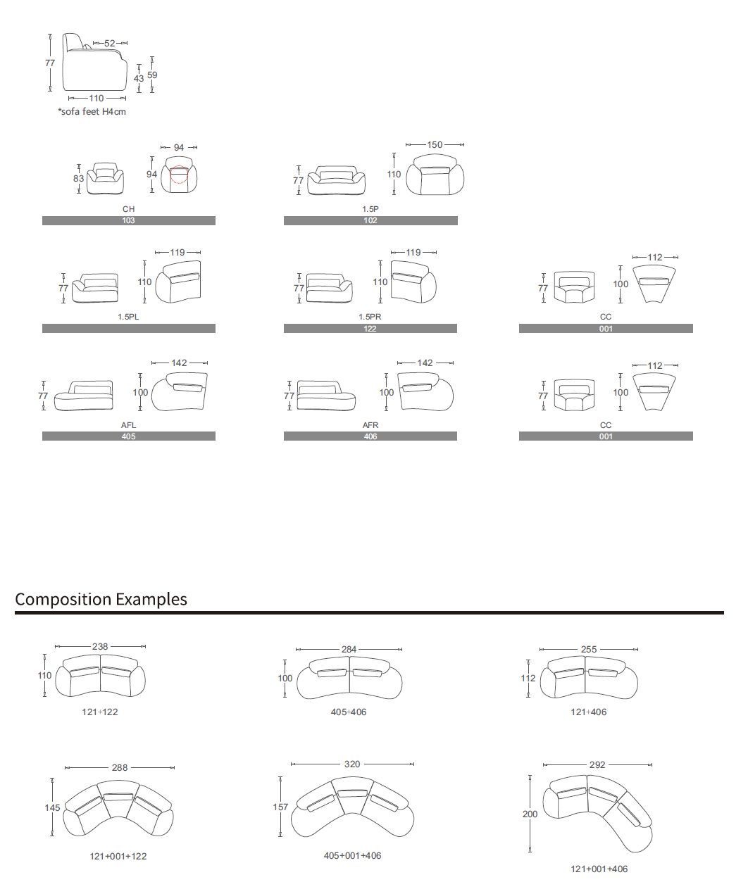 Модульный изогнутый диван из ткани CAMPO DE' FIORI CL383 ARCH-00152265 - Вид №13