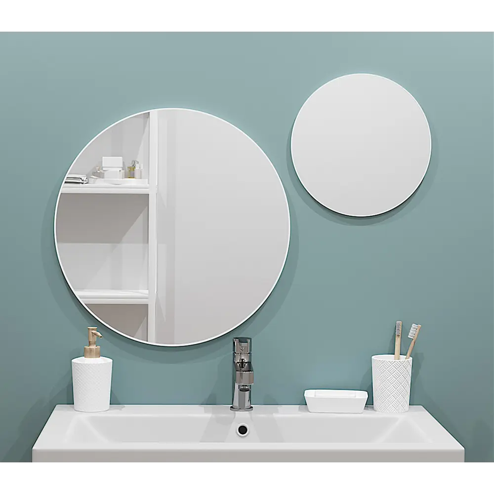 Зеркало Ferro Ø25 см цвет белый Santreyd STLM-2067558