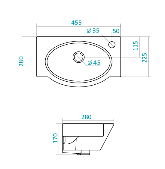 101636 Подвесная раковина настенная прямоугольная SANTEK  белая  - Вид №1