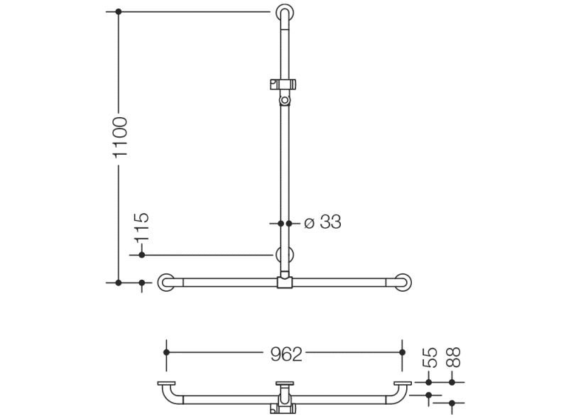 801.35.41054 Поручень для душа с выдвижным держателем для душа HEWI WARM TOUCH  - Вид №1