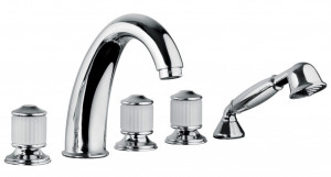 04531 / D Палубная ванна на пять отверстий и смеситель для душа с набором для душа. Bongio Cristallo