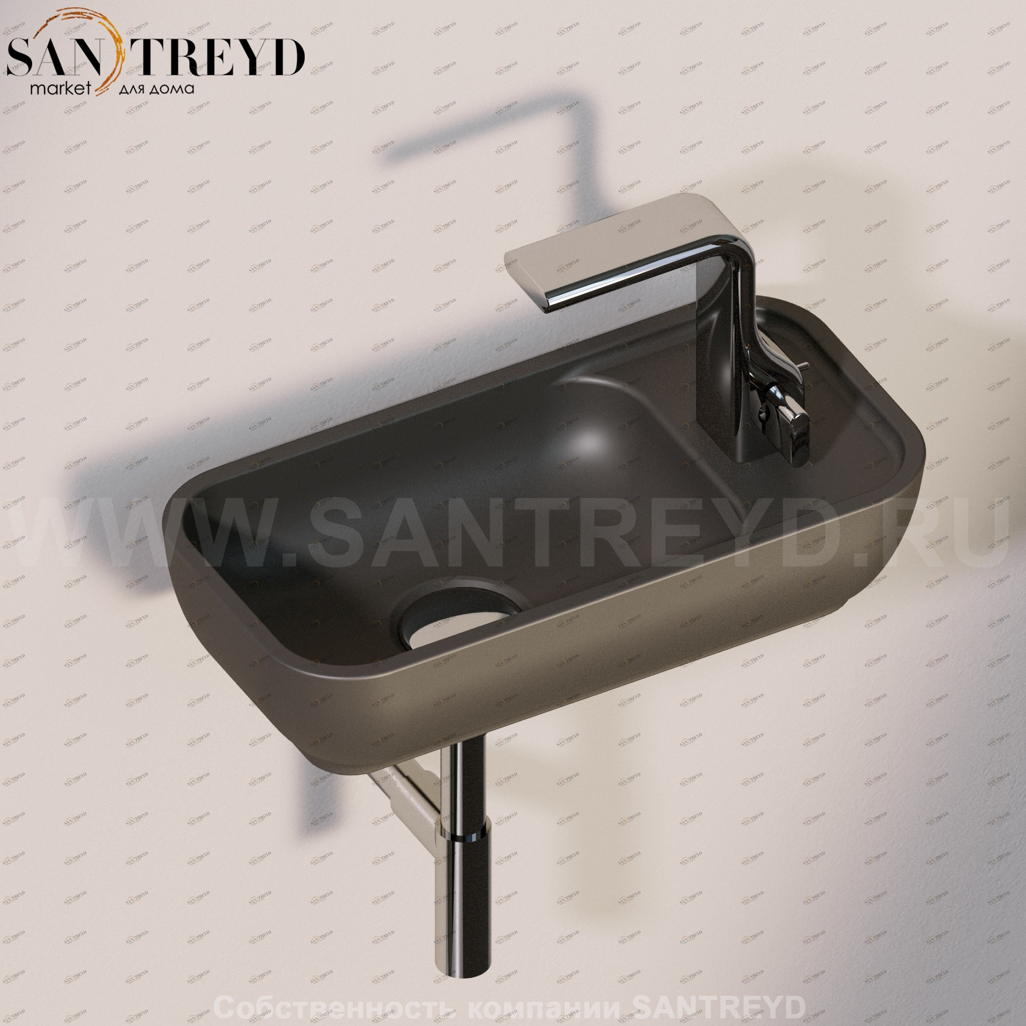 PS40LD7006 Подвесная раковина настенная прямоугольная Ceramica Flaminia Pass черная