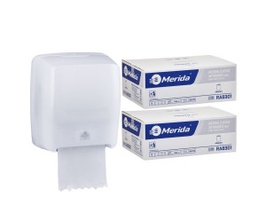 PROMO617 Механический диспенсер для полотенец HARMONY за 100 злотых нетто при покупке 2 коробок полотенец CLASSIC AUTOMATIC RAB301 (12 x 250 м = 3000 м, 11 100 листов) Merida