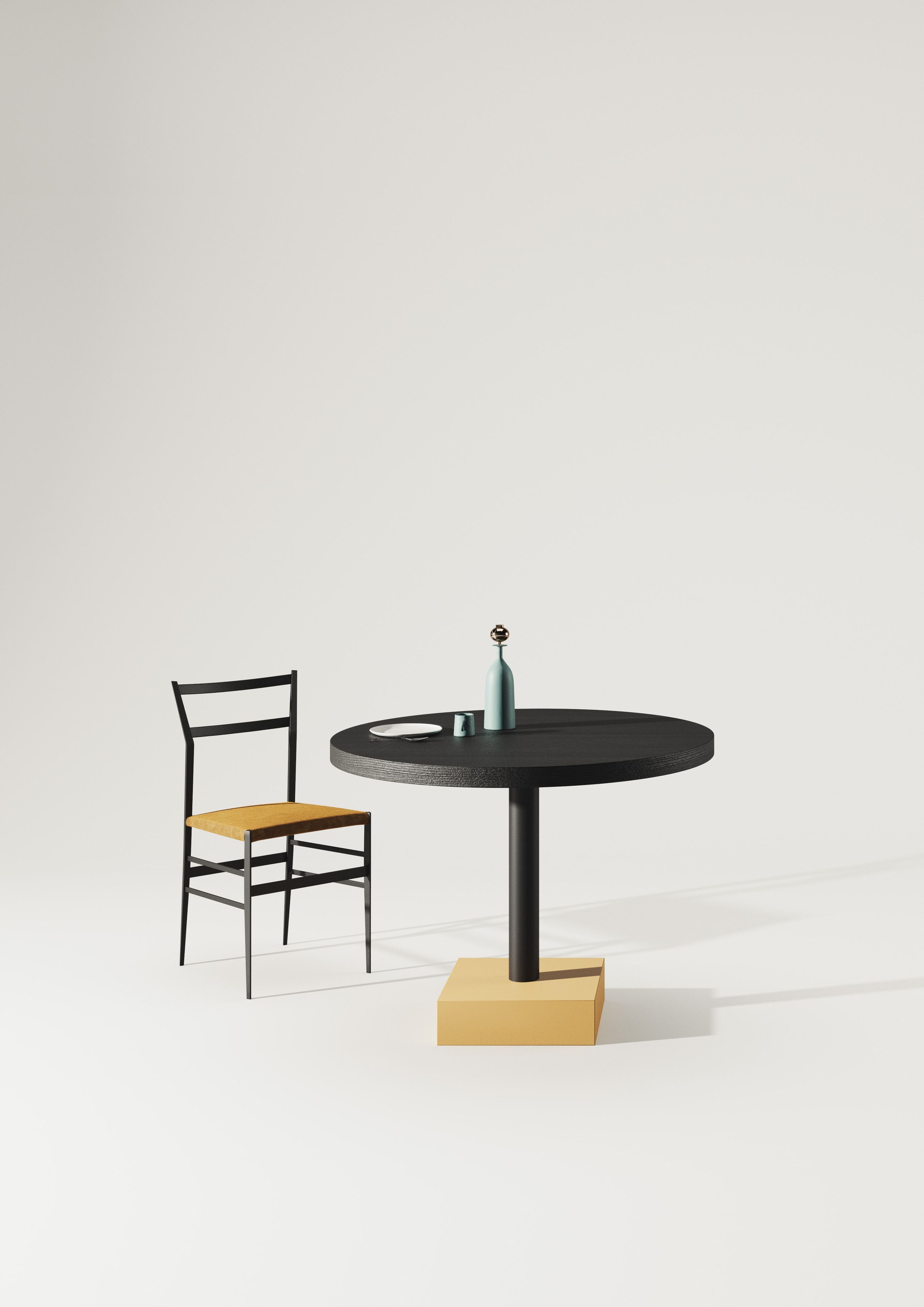 Круглый стол из черного дуба Falsasquadra Leandro ARCH-00143747