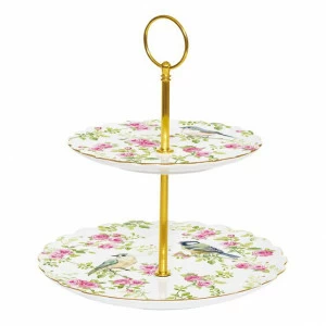 Ваза фарфоровая двухъярусная 23 см бежевая "Птицы в саду" EASY LIFE ПТИЦЫ В САДУ 00-3946383 Бежевый