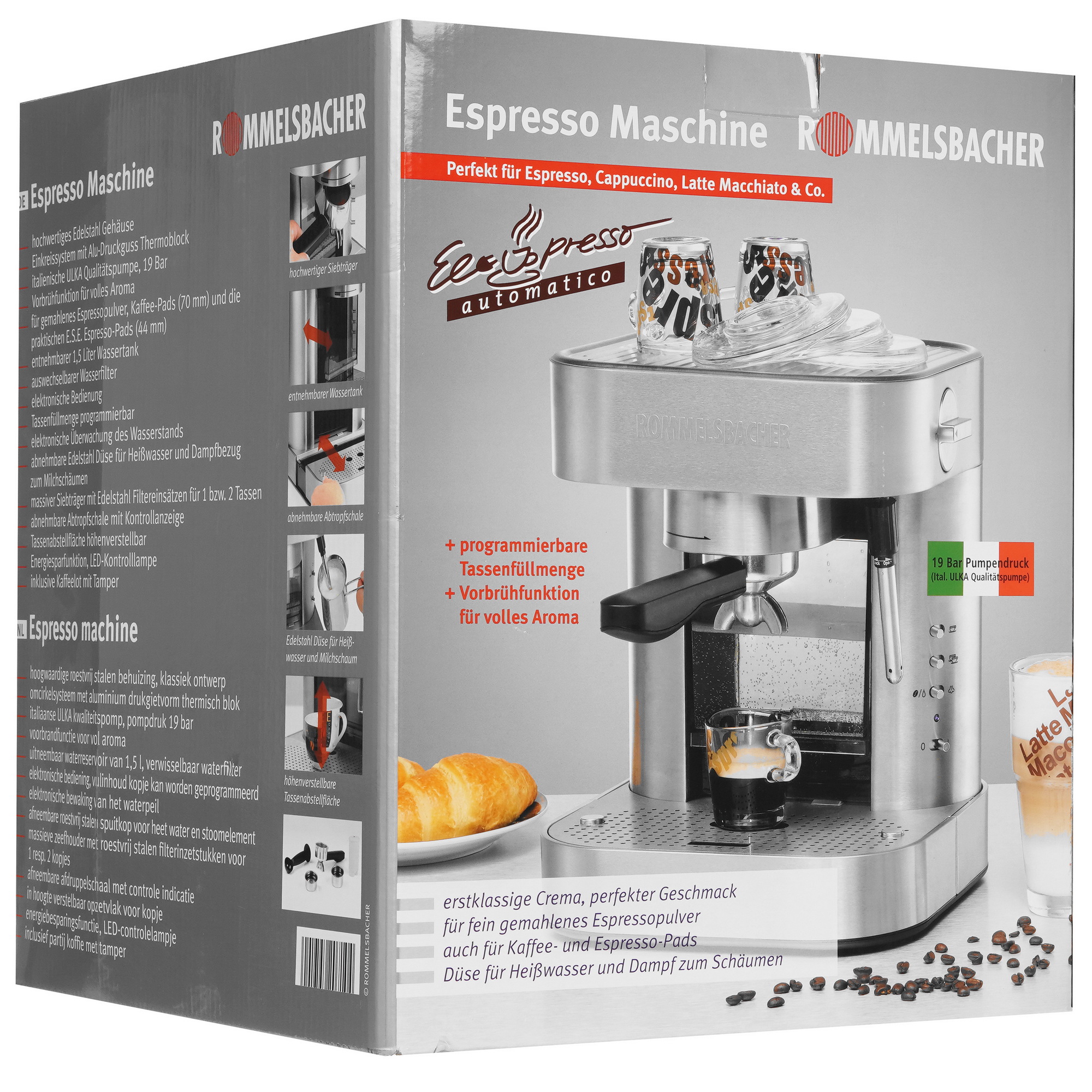 8145172 Кофеварка рожковая Rommelsbacher EKS 2010 серебристый STDN-0146161 - Вид №7