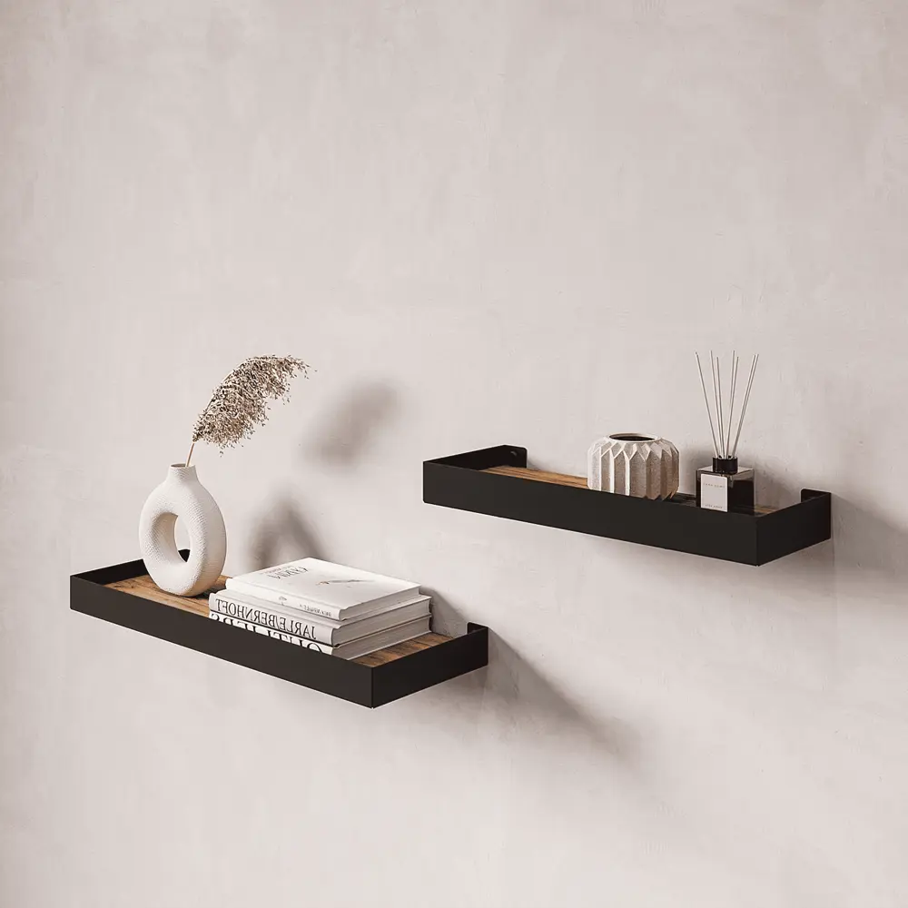 Настенная полка 32x11/40x15 см металл цвет черный KONSENSA STLM-2053833 - Вид №5