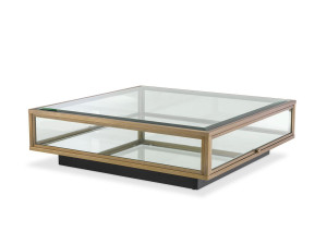 Стеклянный квадратный низкий журнальный столик