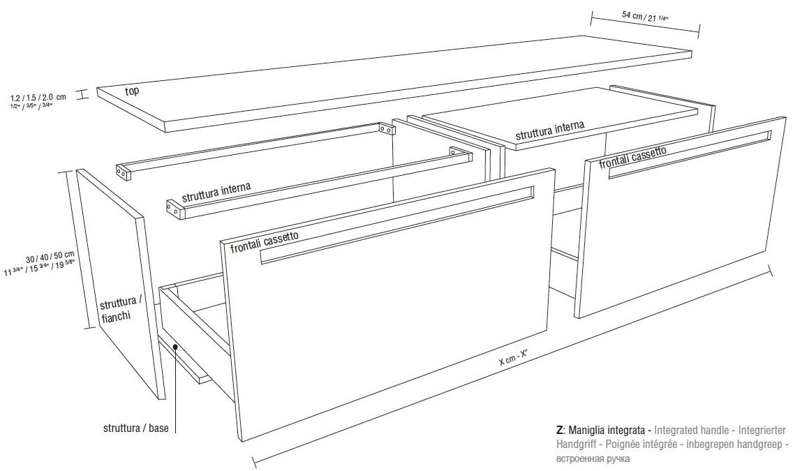 RIFRA Тумба под умывальник из орехового дерева с дверцами Zero bagno sun-id-1436497 - Вид №2